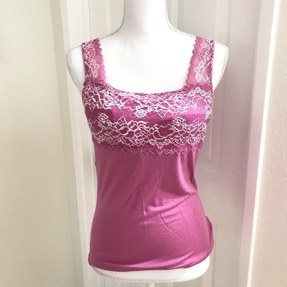 Rose Pink Camisole w Lace Detail Bust/Straps - Picture 1 of 4